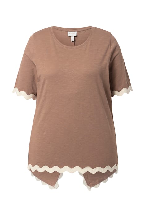 Tričko, ozdobný lem, kulatý výstřih, polo rukávy, bio-bavlna