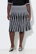 Plisowana spódnica midi, paski, krój trapezowy, elastyczny pas