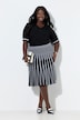 Plisowana spódnica midi, paski, krój trapezowy, elastyczny pas