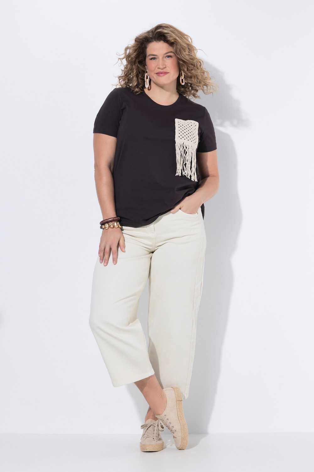 Barrel-jeans, wijde pijpen, comfortabele tailleband, biologisch katoen