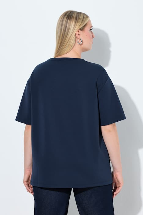 Sweatshirt, Ziersteine, Rundhals, Halbarm, Modalmix