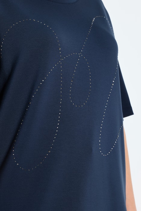 Sweatshirt, Ziersteine, Rundhals, Halbarm, Modalmix