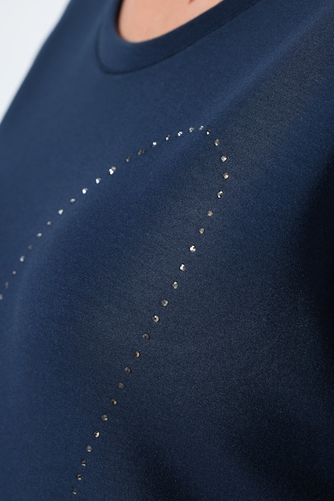 Sweatshirt, Ziersteine, Rundhals, Halbarm, Modalmix