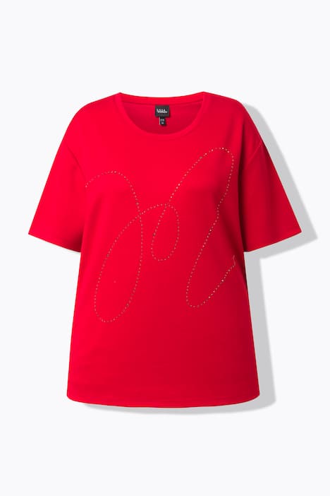 Sweatshirt, Ziersteine, Rundhals, Halbarm, Modalmix