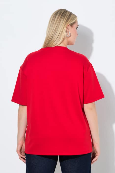 Sweatshirt, Ziersteine, Rundhals, Halbarm, Modalmix