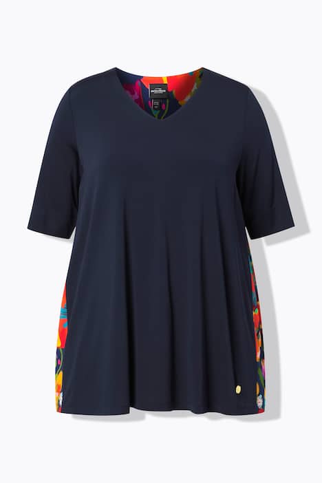 Bright Floral Godet Pleat Slinky Blouse