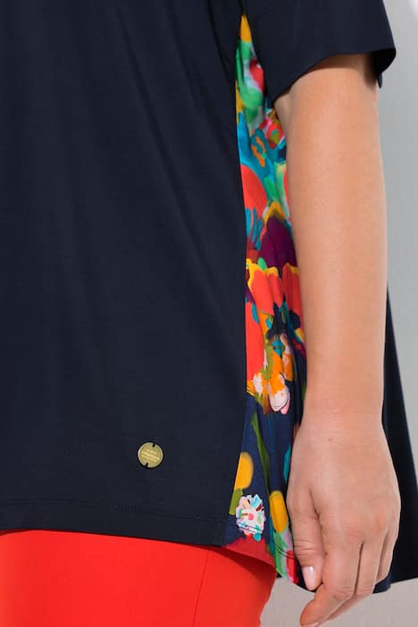 Bright Floral Godet Pleat Slinky Blouse