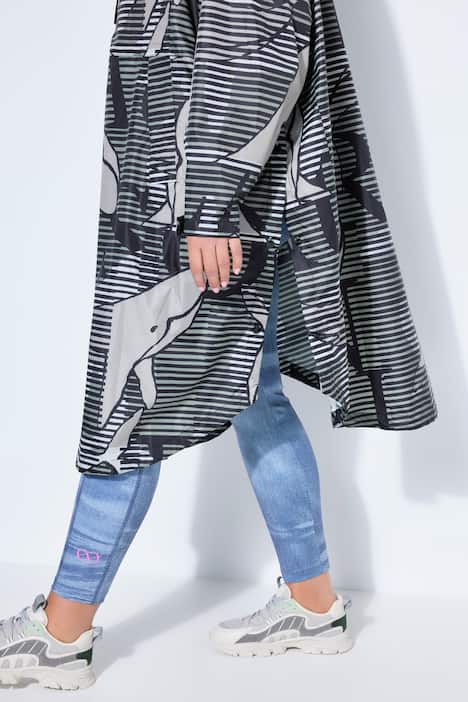 Poncho de pluie technique, modèle unisexe, capuche et logo poitrine