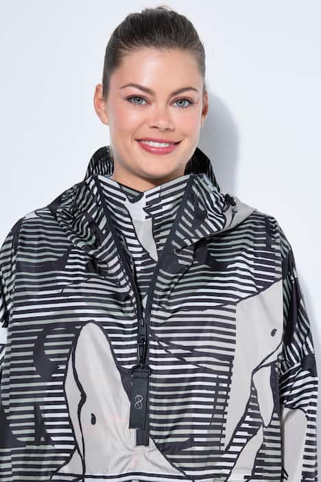 Poncho de pluie technique, modèle unisexe, capuche et logo poitrine