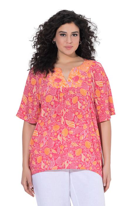 Tunika, mušle, áčkový střih, tunikový výstřih, polo rukávy