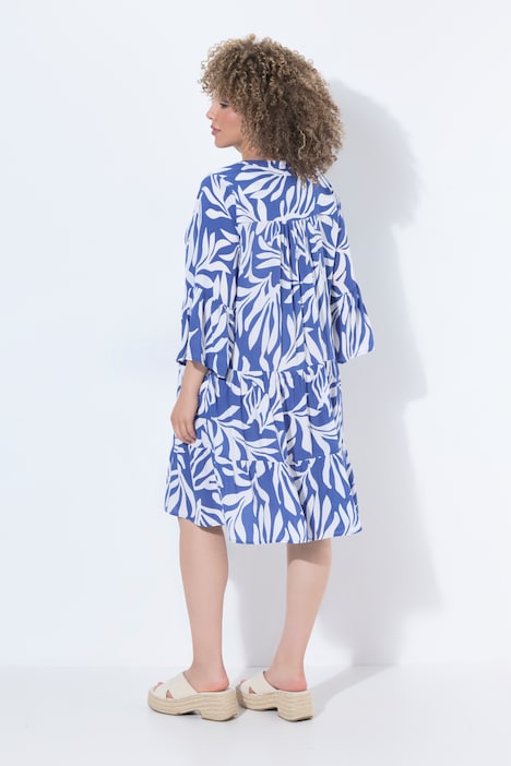 Midikleid, A-Linie, V-Ausschnitt, 3/4-Arm