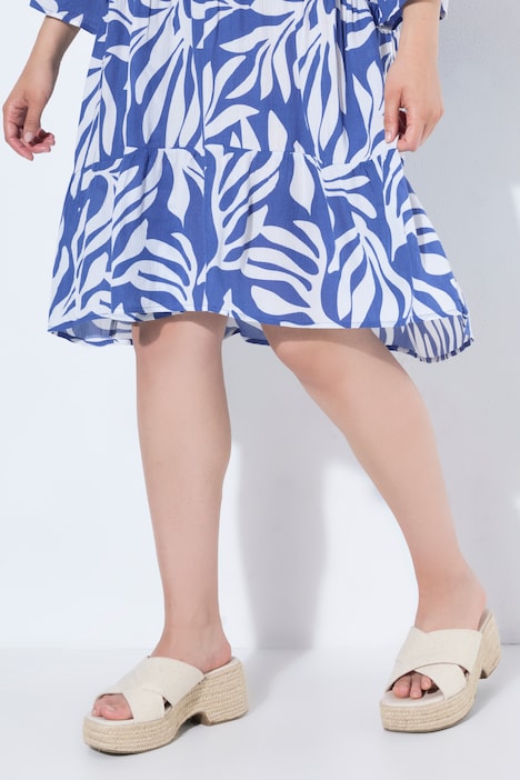 Midikleid, A-Linie, V-Ausschnitt, 3/4-Arm