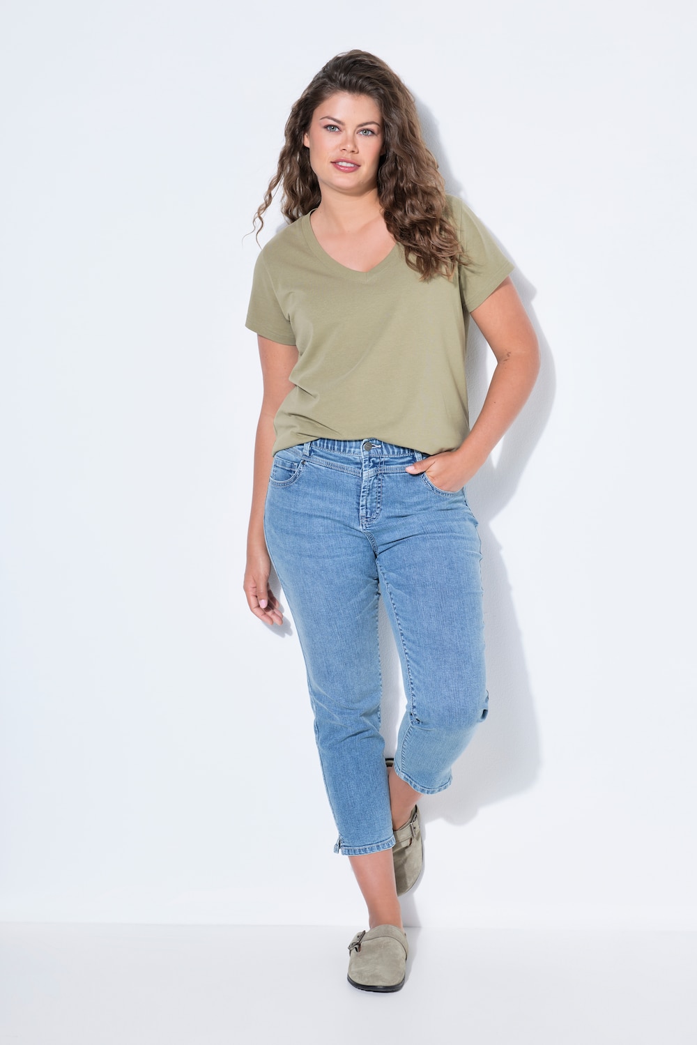 High Waist Jeans, Slim 3/4 lang