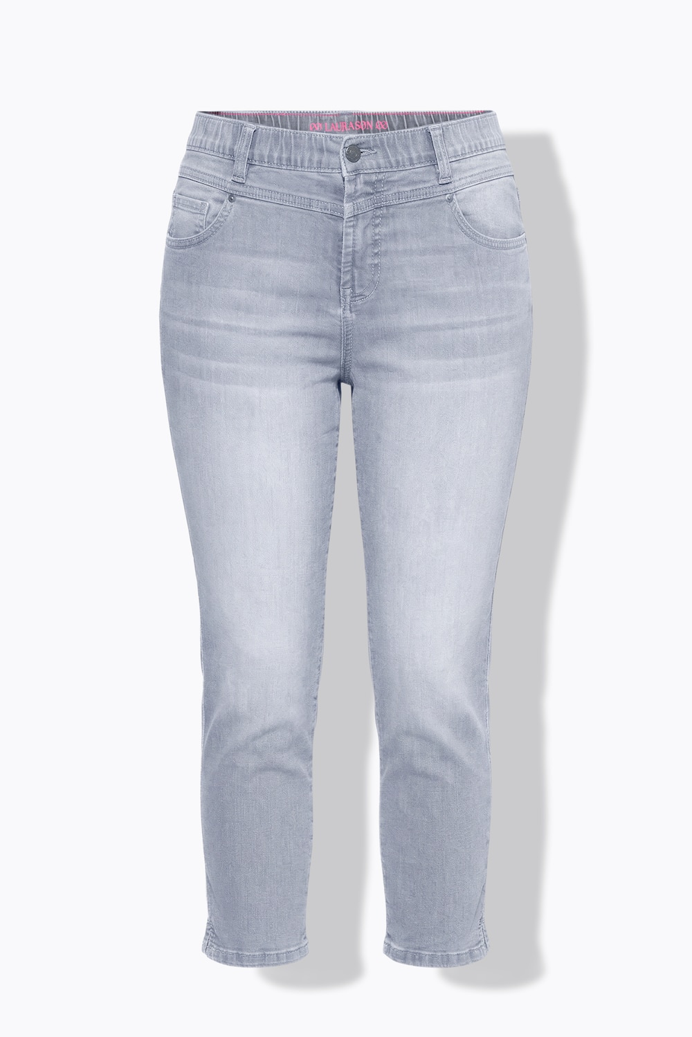 Stora storlekar Jeans med hög midja, Dam, beige, storlek: 42, Bomull, LAURASON