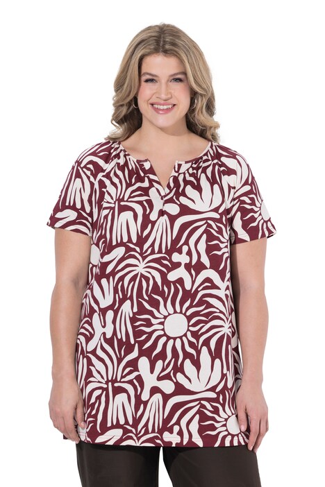 Tunika, listy, tunikový výstřih, krátké rukávy, bio-bavlna