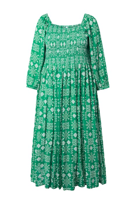 Maxi šaty, A střih, hranatý výstřih, 3/4 rukáv