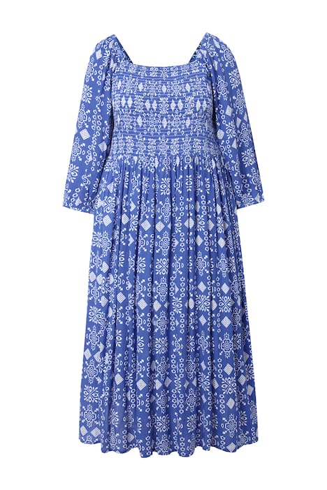 Maxi šaty, A střih, hranatý výstřih, 3/4 rukáv