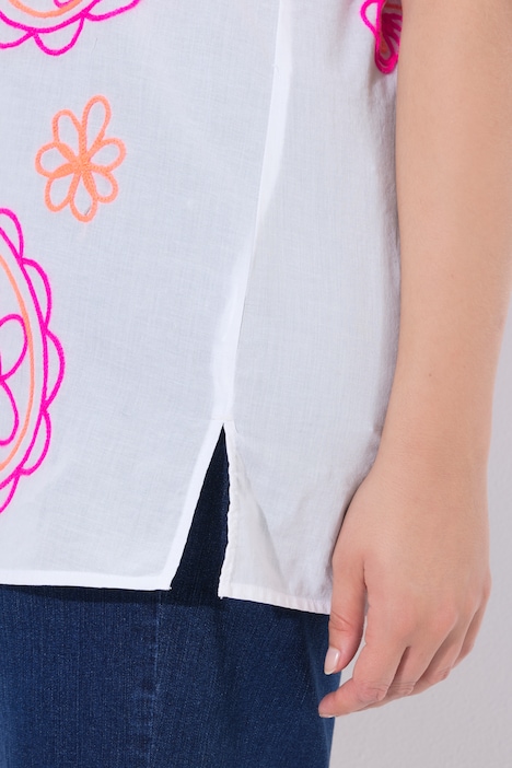 Bluse, Paisley-Stickerei, Oversized, V-Ausschnitt, Halbarm