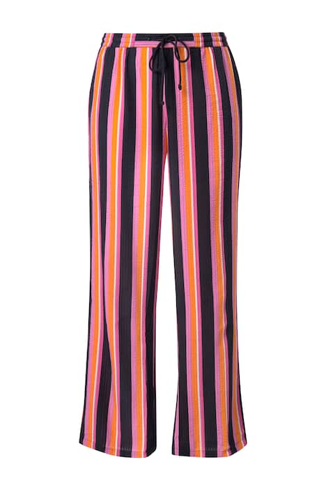 Kalhoty Rose, pruhy, široké nohavice, seersucker, elastický pas