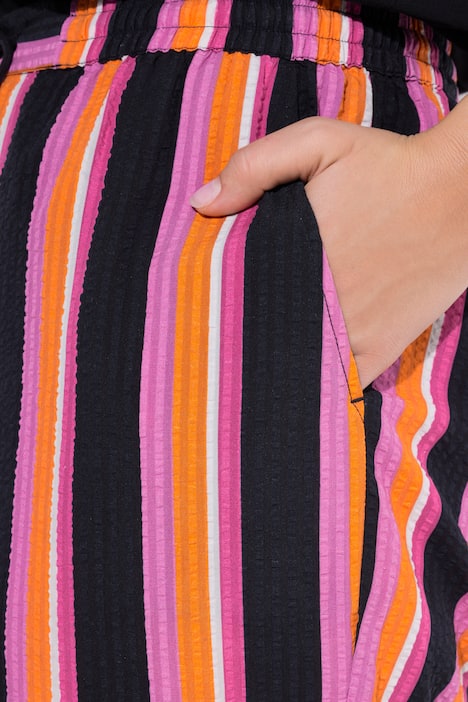 Hose Rose, Streifen, weites Bein, Seersucker, Elastikbund