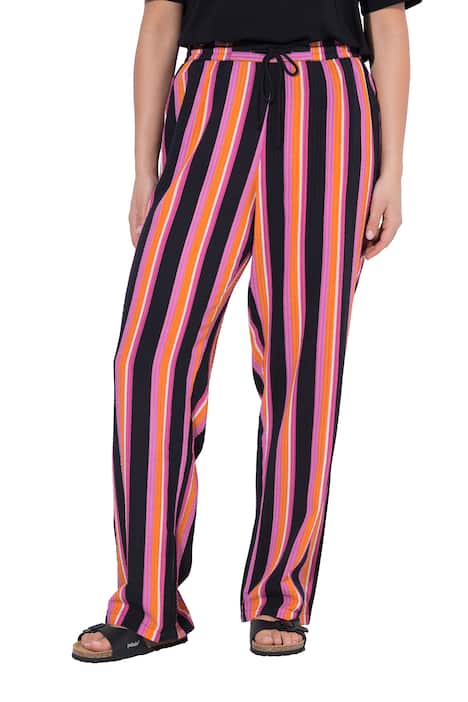 Kalhoty Rose, pruhy, široké nohavice, seersucker, elastický pas