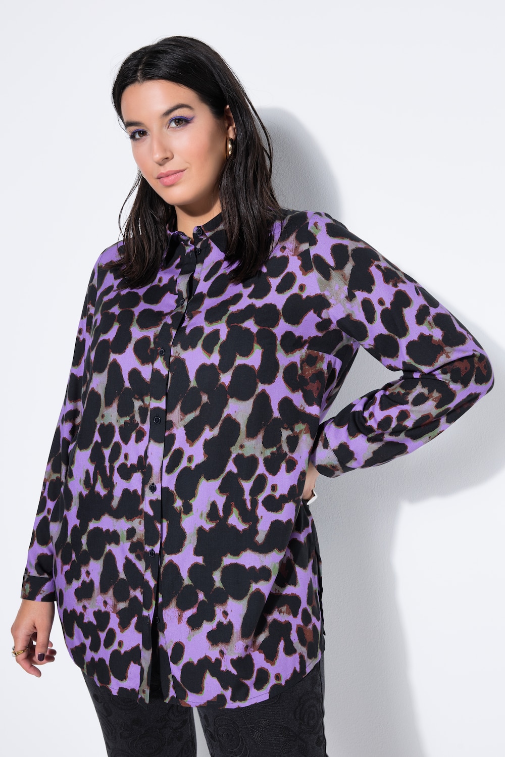 Overhemdblouse, boxy model, color luipaardprint