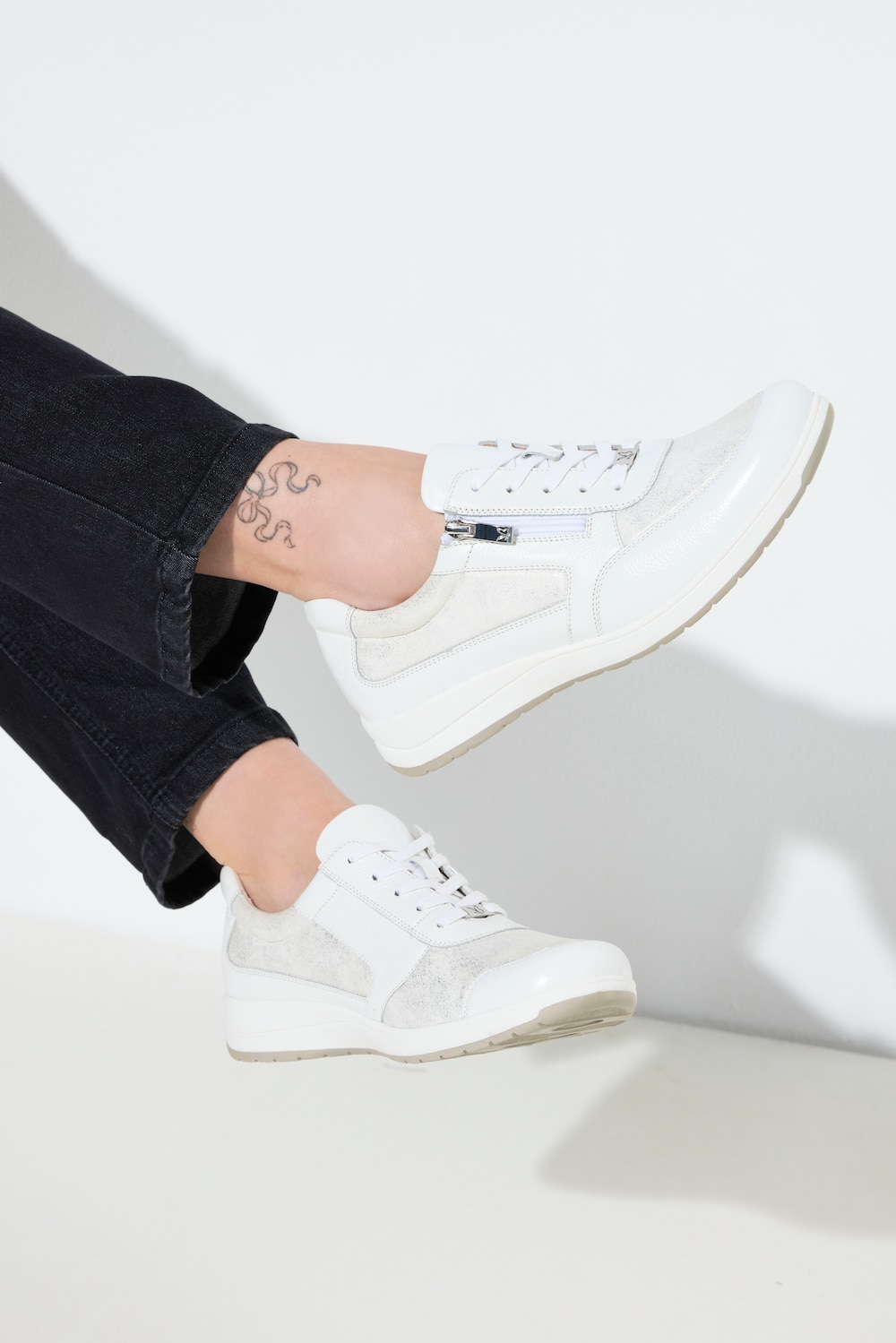 Caprice leren sneaker, rits, uitneembaar voetbed, wijdte H