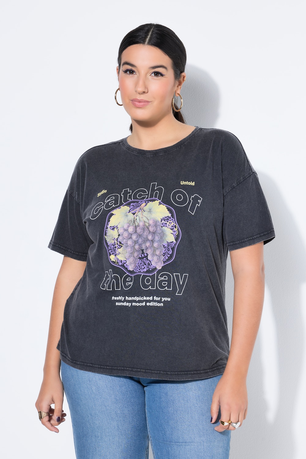 Große Größen T-Shirt, Damen, schwarz, Größe: 46/48, Baumwolle, Studio Untold