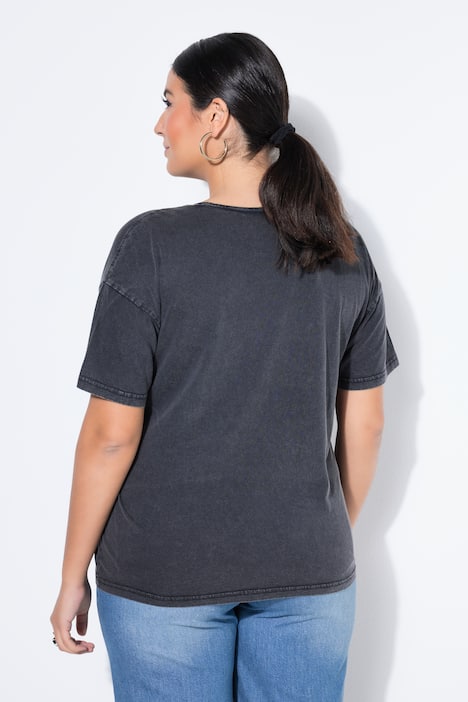 T-Shirt, Grapes Print, Vintage Look, Halbarm