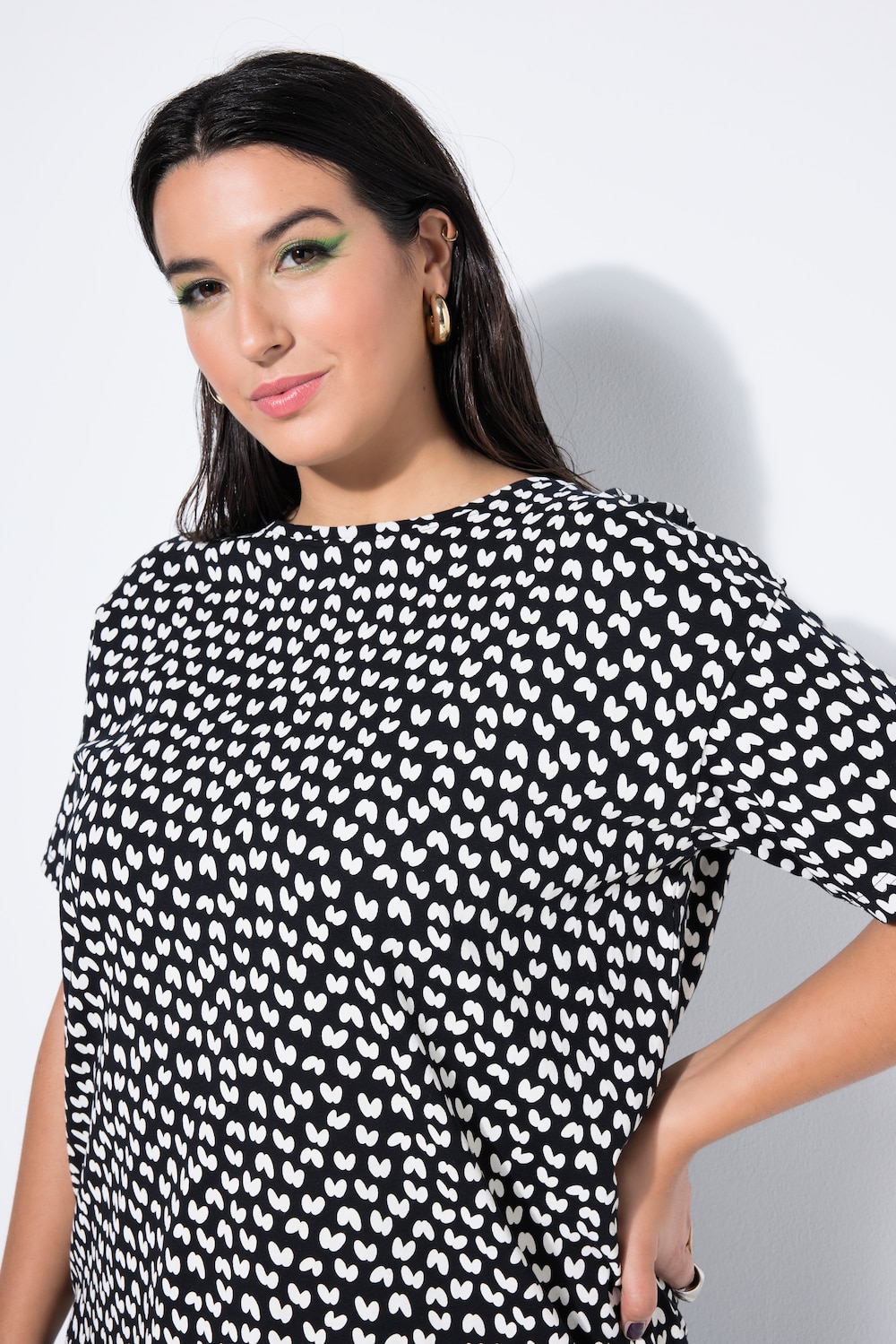 T-Shirt, Black&White-Print, Halbarm