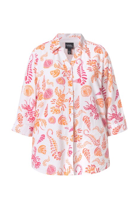 Košilová halenka, lněná směs, košilový límec, 3/4 rukáv