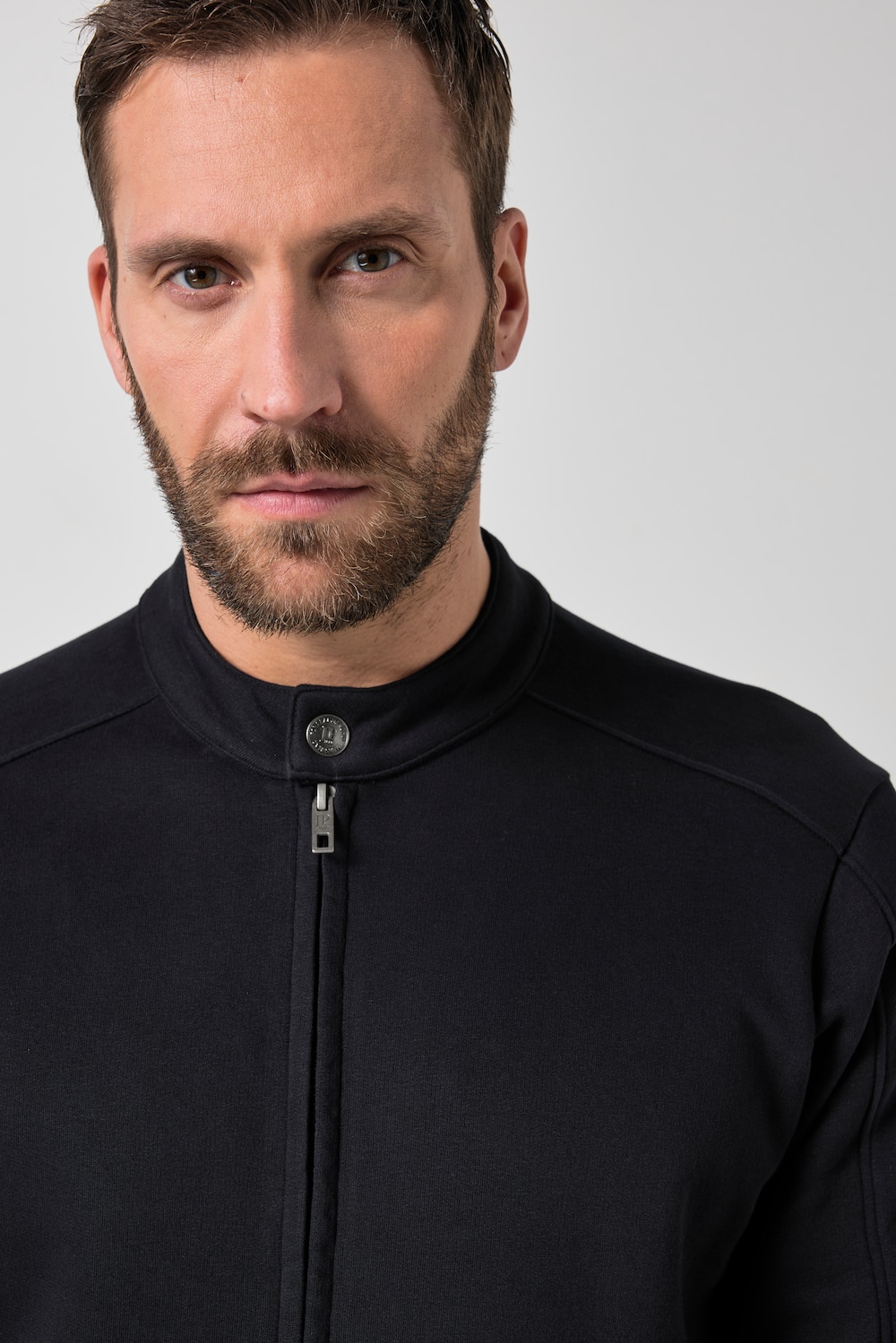 Stora storlekar Sweatshirtjacka, Her, svart, storlek: L, Bomull/Polyester, JP1880