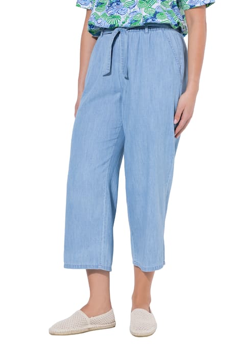 Kalhoty Culotte Rose, směs lyocellu, široké nohavice, elastický pas