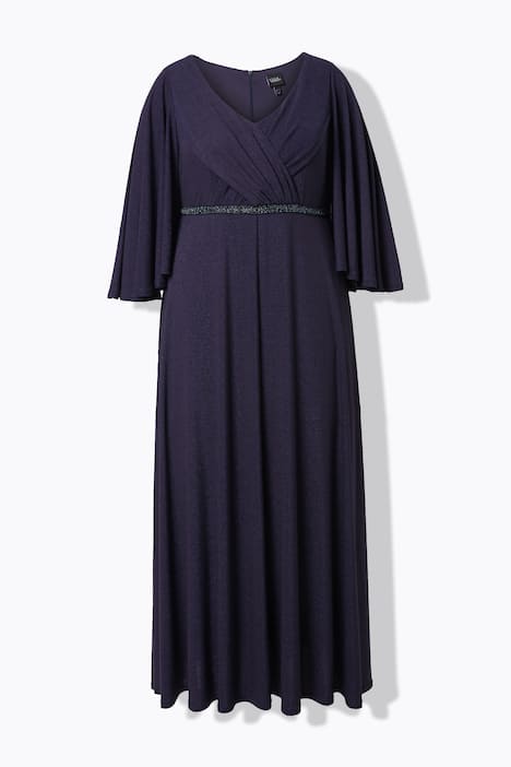 Wing Sleeve Sparkling Evening Gown#