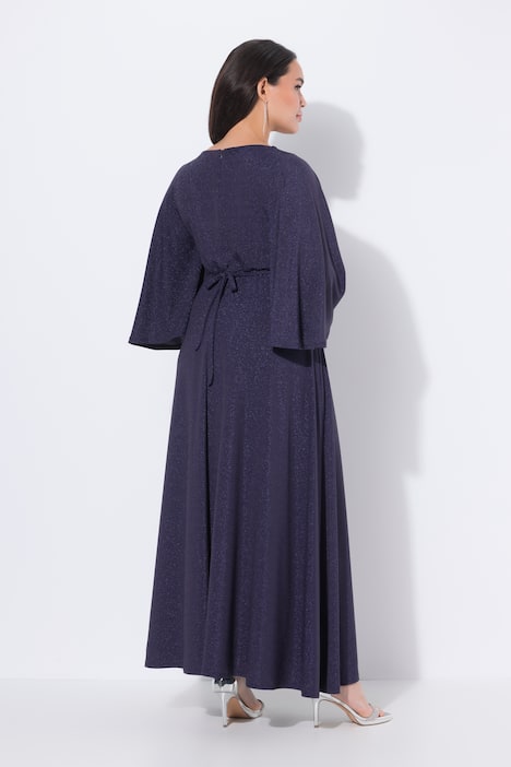 Wing Sleeve Sparkling Evening Gown#