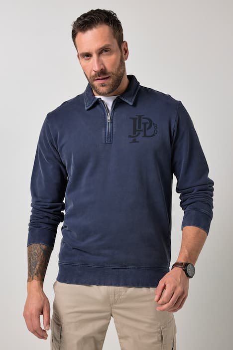 JP1880 Sweatshirt, Polokragen, Zipper, Brustprint, bis 8 XL