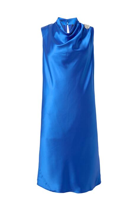 Saténové midi šaty, ozdobné kamínky, stojáček, bez rukávů