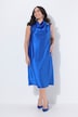 Robe midi en satin, sans manches, col montant et bijou en pierres fantaisie
