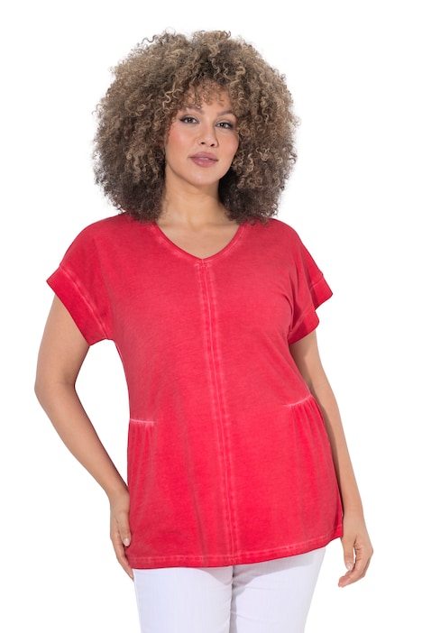 Tričko, barvené za studena, volný střih, V-výstřih, polodlouhý rukáv