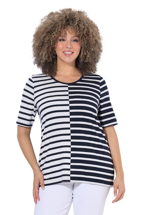 Tričko, pruhované, klasický střih, kulatý výstřih, polodlouhý rukáv, směs modalu