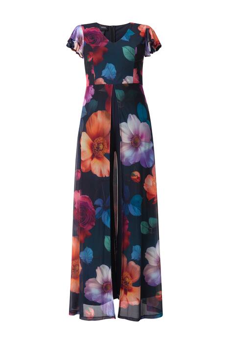 Overal, dvouvrstvý, V výstřih, nabírané rukávy