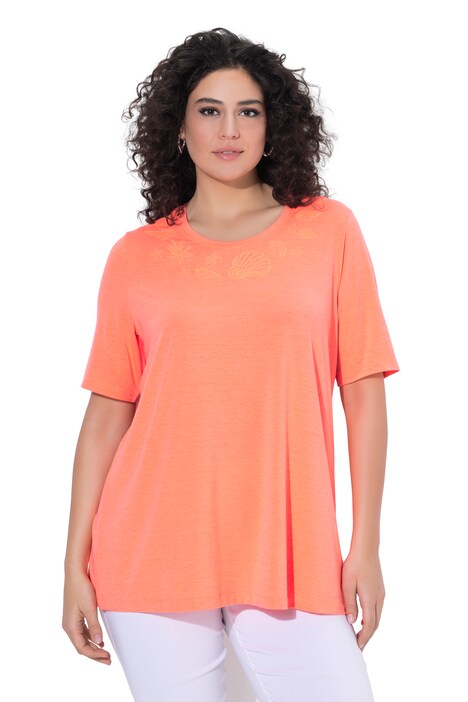 Tričko, výšivky, áčkový střih, kulatý výstřih, polodlouhý rukáv