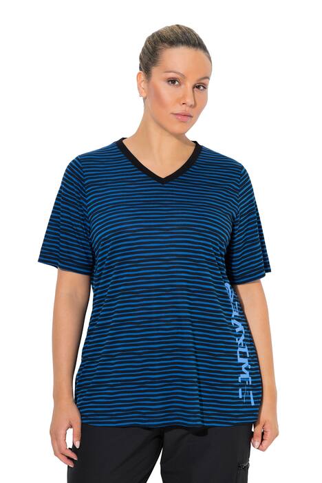 Funkční tričko, pruhy, Classic, výstřih do V, krátké rukávy
