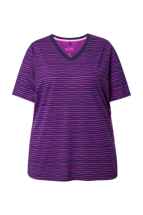Funkční tričko, pruhy, Classic, výstřih do V, krátké rukávy