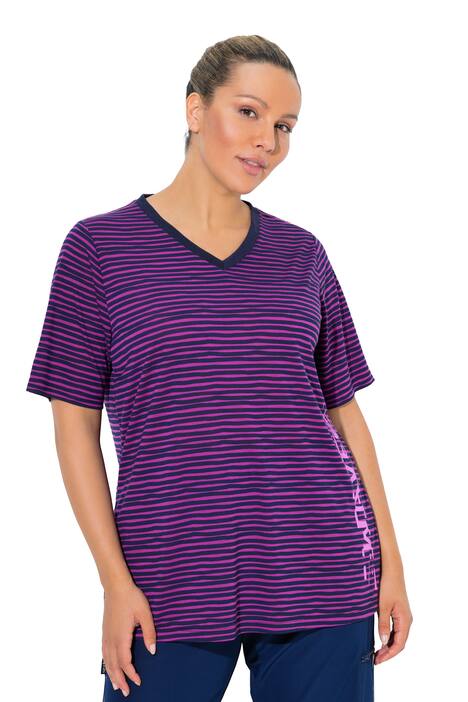 Funkční tričko, pruhy, Classic, výstřih do V, krátké rukávy