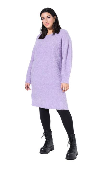 Úpletové šaty, oversize, flaušový úplet, dlouhé rukávy