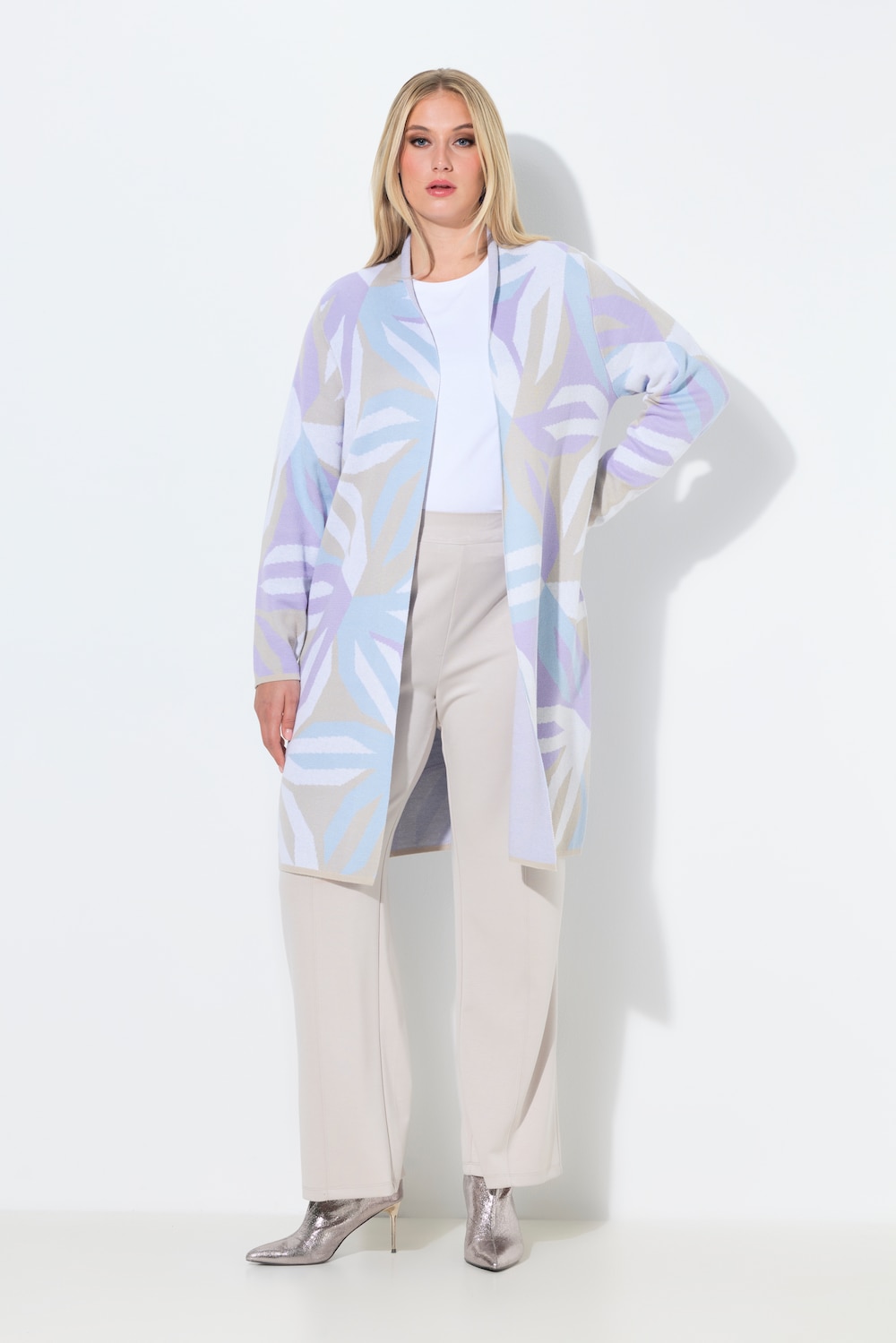 Große Größen Long-Strickjacke, Damen, weiß, Größe: 58/60, Synthetische Fasern/Baumwolle, Ulla Popken