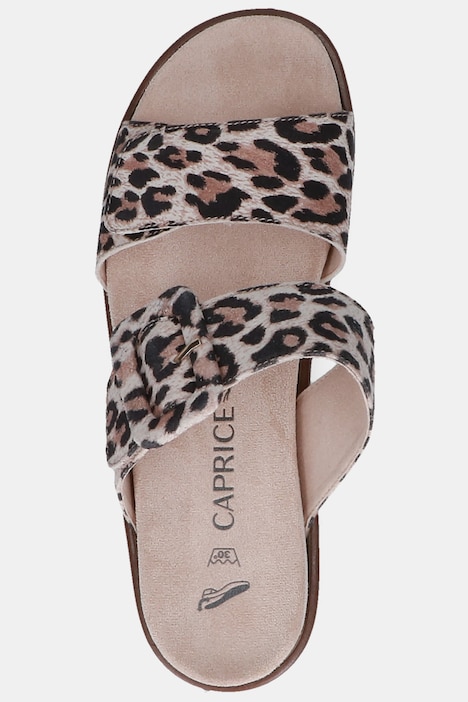 Caprice Leder-Pantoletten, Leomuster, Weite G