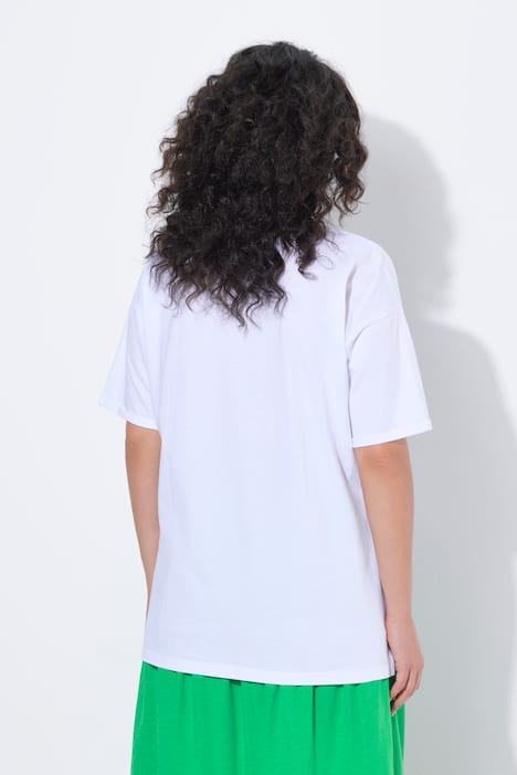 T-shirt, limoncello, oversized, V-hals, korte mouwen