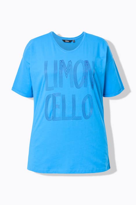 T-shirt, limoncello, oversized, V-hals, korte mouwen